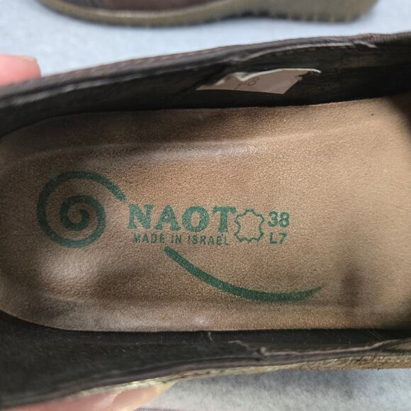 Naot Miro Paneled Brown Slip On Loafers Size 38 - Picture 8 of 8